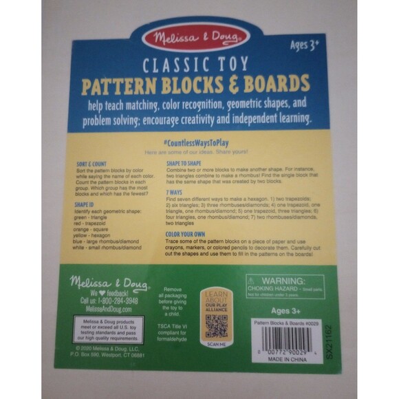 Melissa and Doug Wooden Pattern Blocks & Boards Tray Educational Wooden Toy Game - Picture 4 of 4